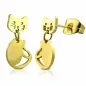 Paire Boucles d'oreille acier inoxydable doré chat articulé