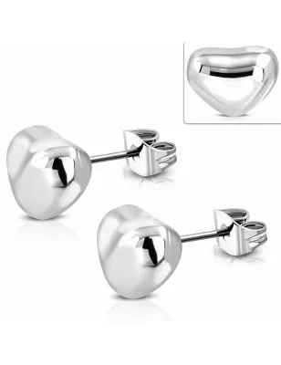 Paire Boucles d'oreille acier inoxydable coeur brillant
