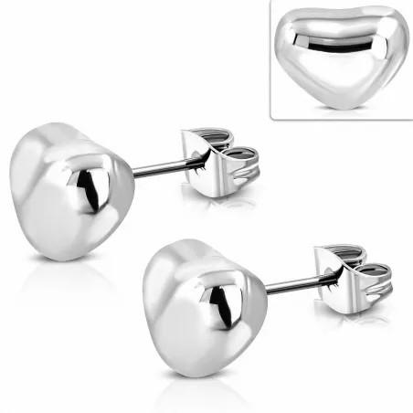 Paire Boucles d'oreille acier inoxydable coeur brillant