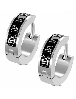 Paire boucles d'oreilles homme anneaux chiffres romains
