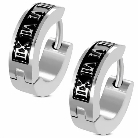 Paire boucles d'oreilles homme anneaux chiffres romains