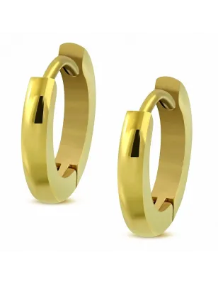 Paire boucles d'oreilles anneaux doré 2 mm