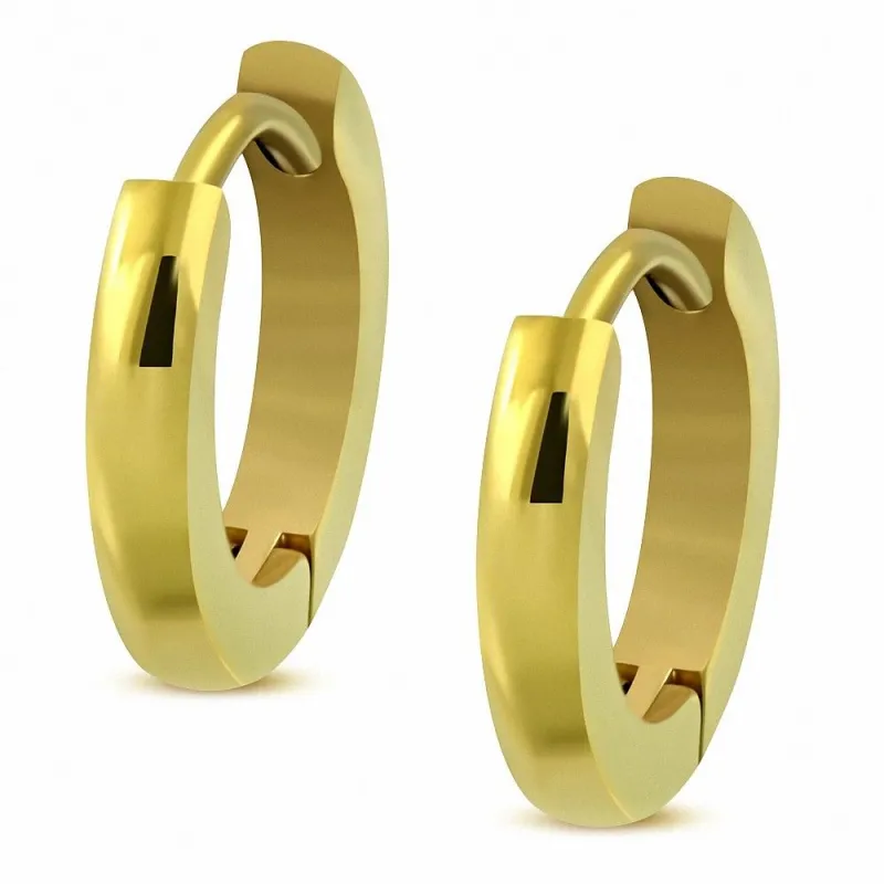 Paire boucles d'oreilles anneaux doré 2 mm