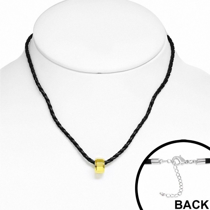 Collier homme similicuir avec pendentif tungstène anneau doré
