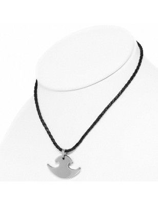 Collier homme similicuir avec pendentif tungstène hache de combat