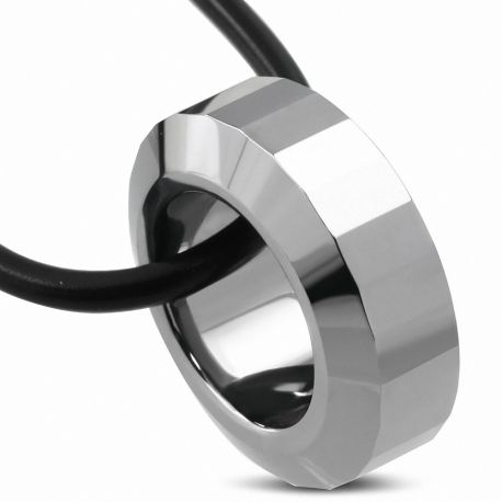 Collier homme caoutchouc avec pendentif tungstène anneau