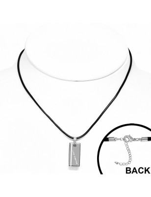 Collier homme caoutchouc avec pendentif tungstène plaque love forever