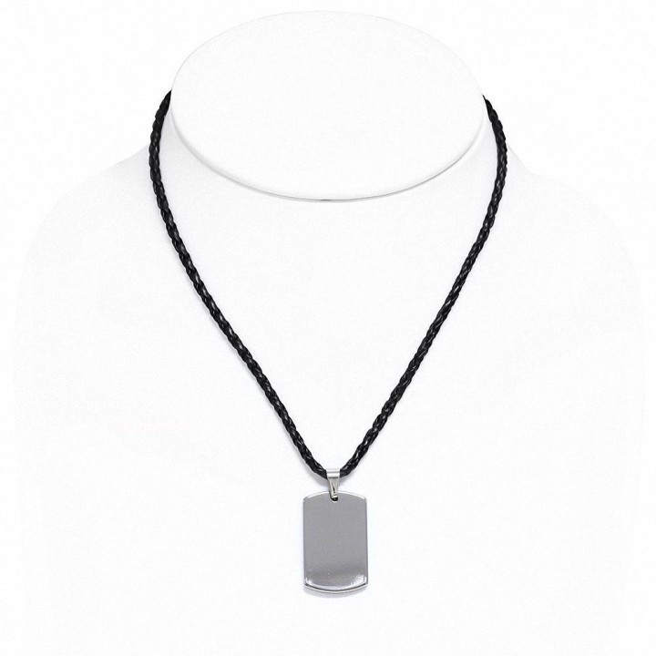 Collier homme caoutchouc avec pendentif tungstène dog tag