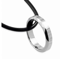 Collier homme caoutchouc avec pendentif tungstène anneau biseauté