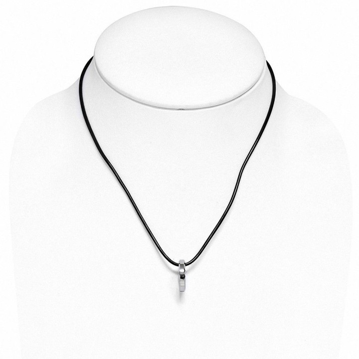 Collier homme caoutchouc avec pendentif tungstène anneau biseauté