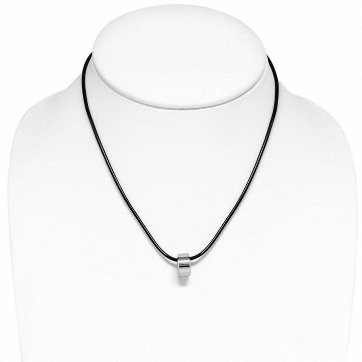 Collier homme caoutchouc avec pendentif tungstène anneau écrou