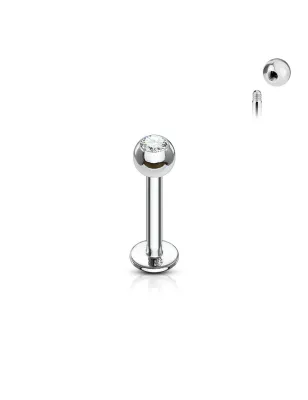 Piercing oreille Labret Boule Gemme Titane ASTM F-136