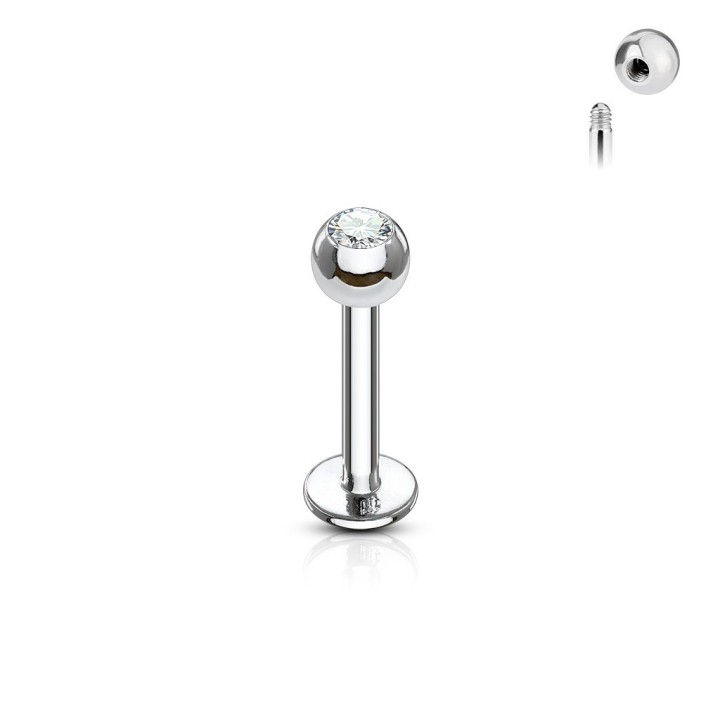 Piercing Labret levre Boule Gemme Titane G23