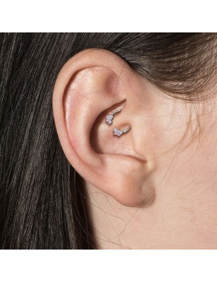 Piercing fer à cheval papillons zircon rose