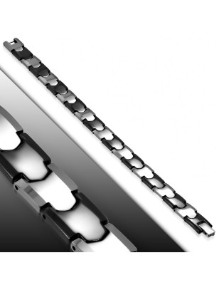 Bracelet homme tungstène avec maillons imbriqués noirs 290
