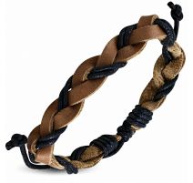 Bracelet en cuir marron et corde noire 043