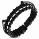 Bracelet en cuir noir et corde blanche noire 059