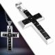 Pendentif en acier large croix motif clé grecque noir