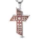 Pendentif en acier large croix motif symbole féminin cuivré