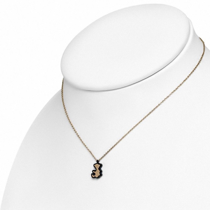 Collier en acier avec pendentif rosé finition sablée