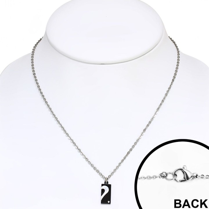 Double collier en acier avec pendentif coeur nacré