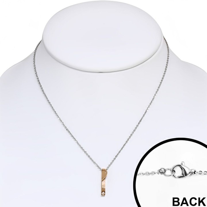 Double collier en acier avec pendentif pour couples coeur