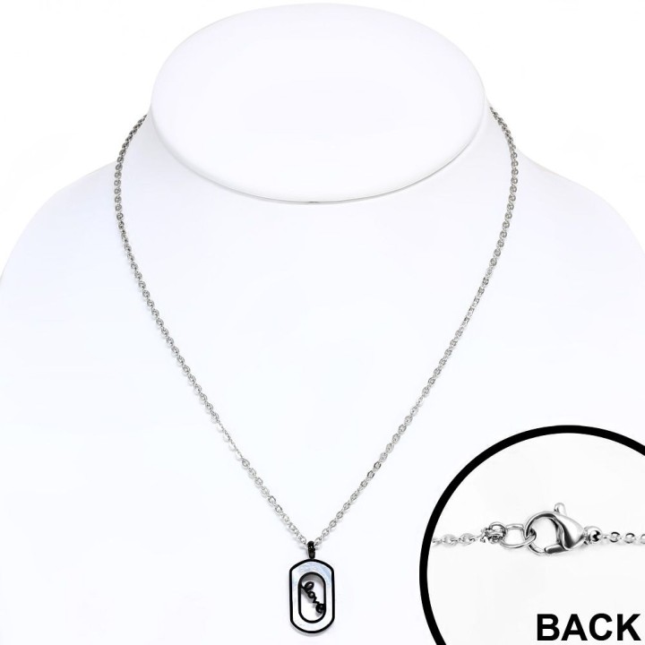 Double collier en acier avec pendentif pour couples love nacré