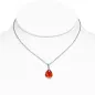 Collier en acier avec pendentif larme zircon orange