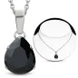 Collier en acier avec pendentif larme zircon noir
