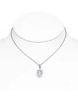 Collier en acier avec pendentif rond zirconium blanc