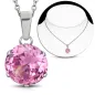 Collier en acier avec pendentif rond zirconium rose