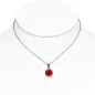 Collier en acier avec pendentif rond zirconium rouge