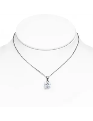 Collier en acier avec pendentif carré zirconium blanc