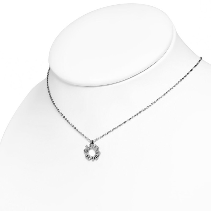 Collier en acier avec pendentif rond love