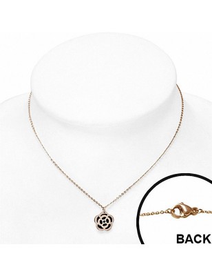 Collier en acier avec pendentif fleur cuivré
