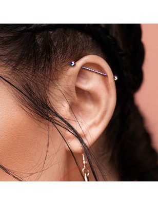 Piercing industriel en acier multicolore ligne de strass blanc