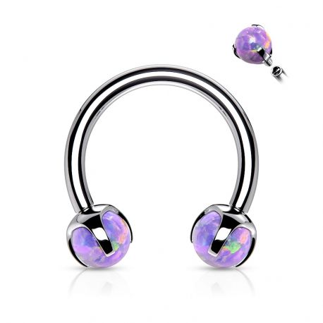 Piercing fer à cheval opale synthétique violet