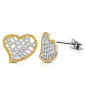 Paire Boucles d'oreille acier inoxydable coeur grillagé bicolore