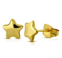 Paire Boucles d'oreille acier inoxydable doré étoile 7 mm