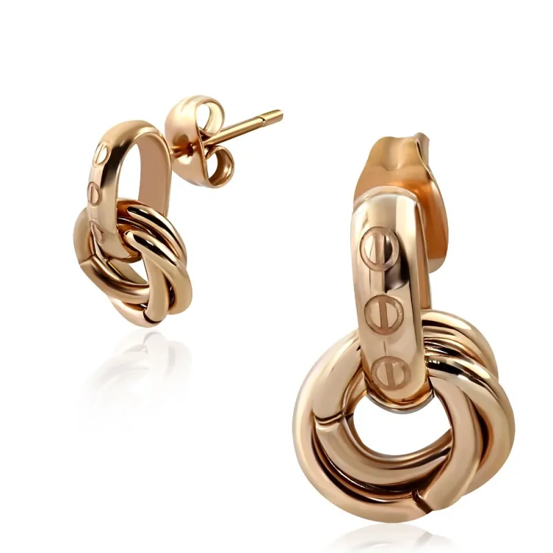 Paire Boucles d'oreille acier inoxydable torsades cuivrées