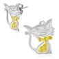 Paire Boucles d'oreille acier inoxydable motif chat bicolore