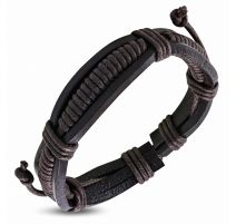 Bracelet en cuir marron corde enroulée 094