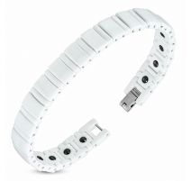 Bracelet magnétique en céramique blanche avec liens rectangulaires
