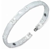 Bracelet magnétique en céramique blanche avec petits liens en H