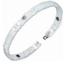 Bracelet magnétique en céramique blanche avec petits liens en H soleil