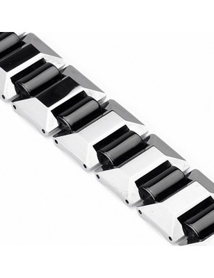 Bracelet homme en tungstène avec cylindres noirs