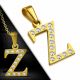 Pendentif en acier doré avec strass lettre Z