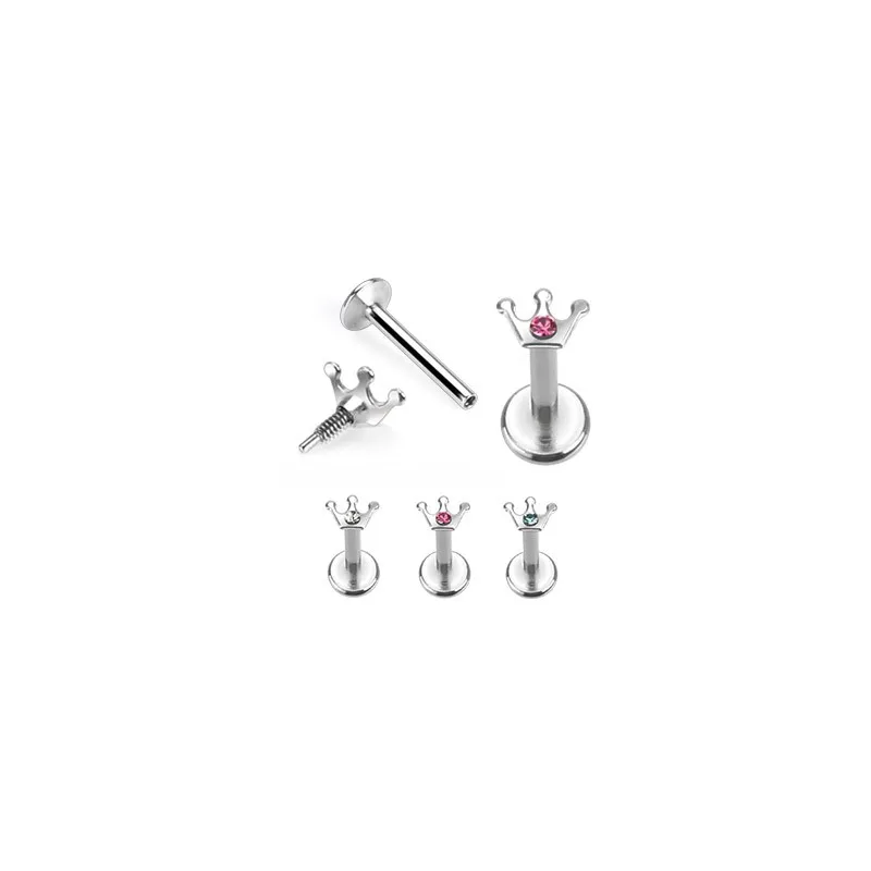 Piercing oreille Labret Couronne Strass