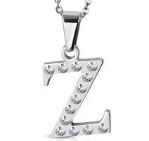 Pendentif en acier avec strass lettre Z