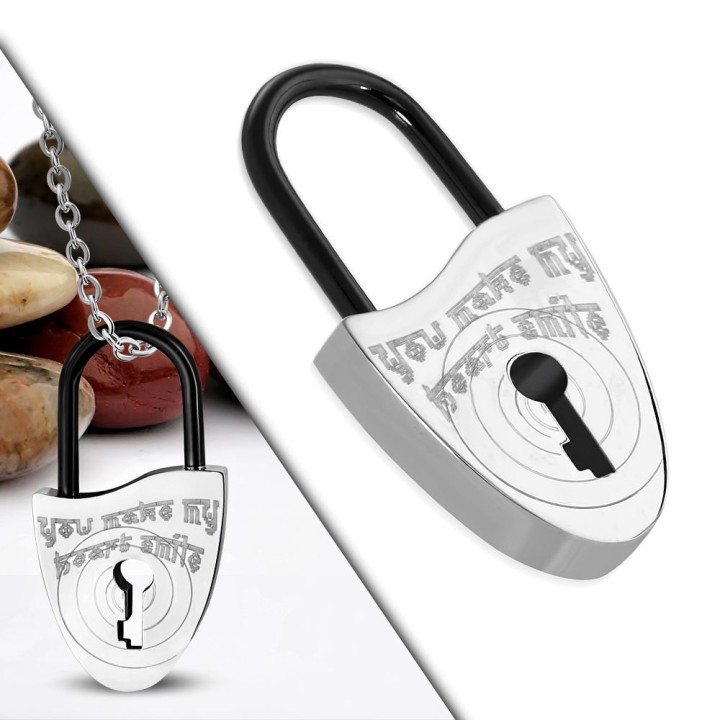 Pendentif en acier cadenas avec monogramme